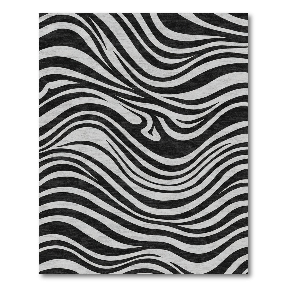 Abstract Black White Zebra Waves Rug