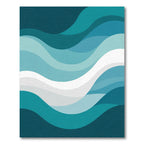 Teal White Abstract Ocean Waves Rug
