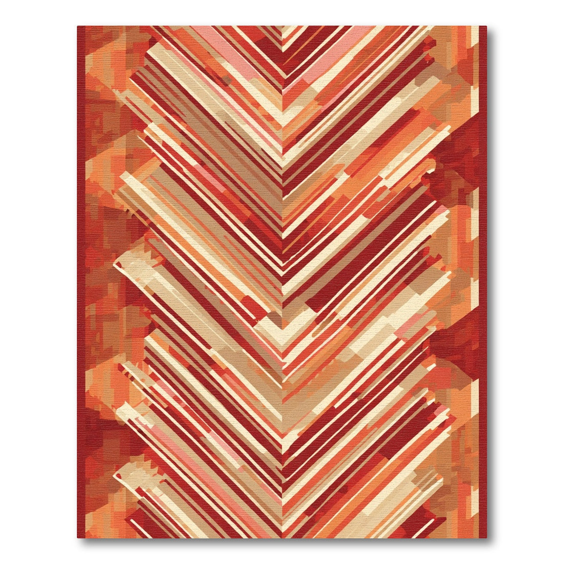 Vibrant Red Earth Tone Chevron Rug