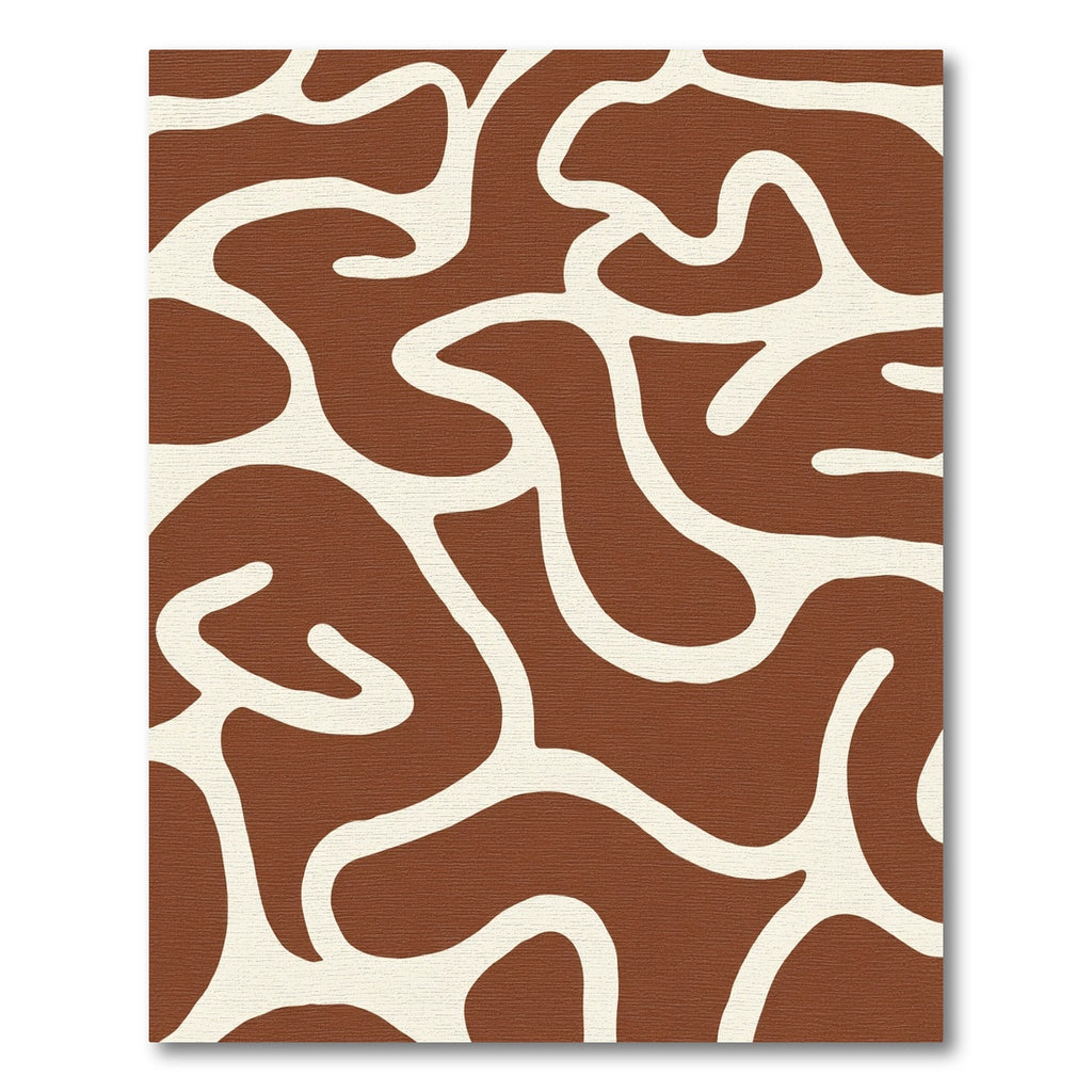 Brown and Cream Abstract Organic Curves Rug
