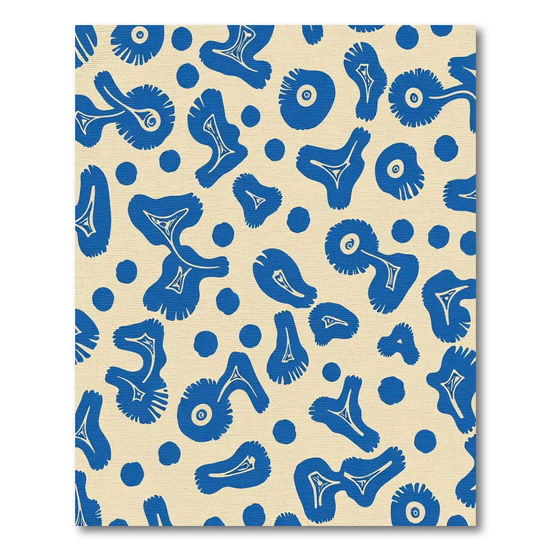 Abstract Blue Organic Shapes Rug