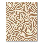 Brown Cream Abstract Swirl Lines Rug