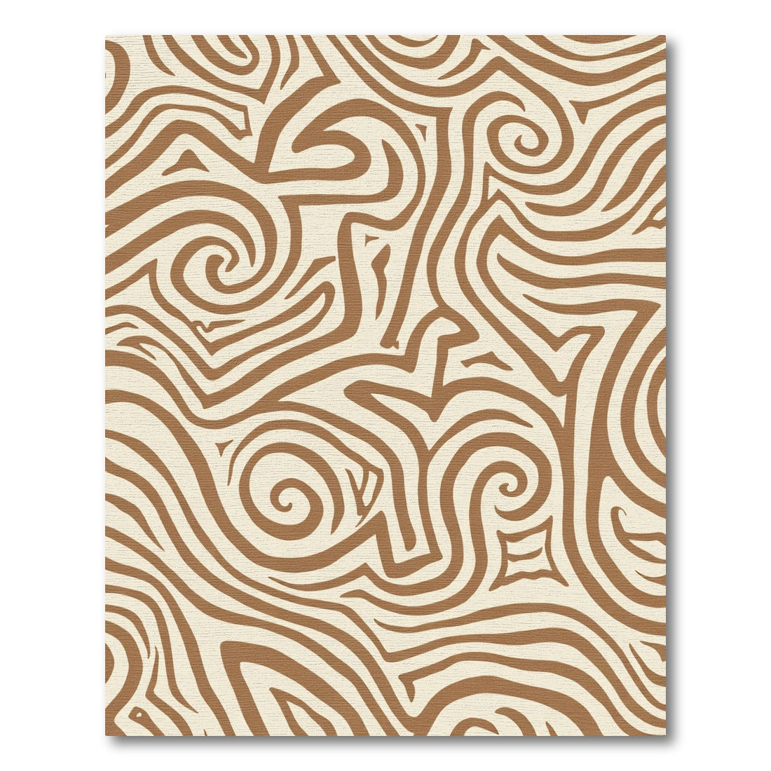 Brown Cream Abstract Swirl Lines Rug