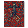 Red Indigo Cat Figure Waves Rug