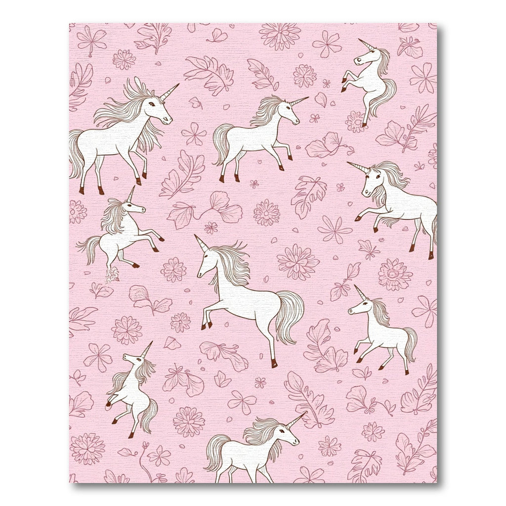 Pink Unicorn Meadow Floral Gathering Rug