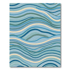 Coastal Blue Wavy Stripe Blend Rug