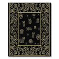 Black Gold Feline Floral Regal Frame Rug