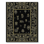 Black Gold Feline Floral Regal Frame Rug