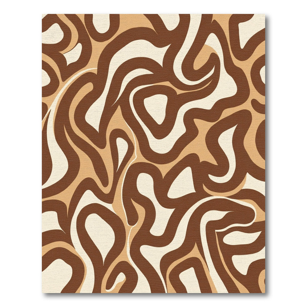 Abstract Retro Swirl Brown Beige Rug