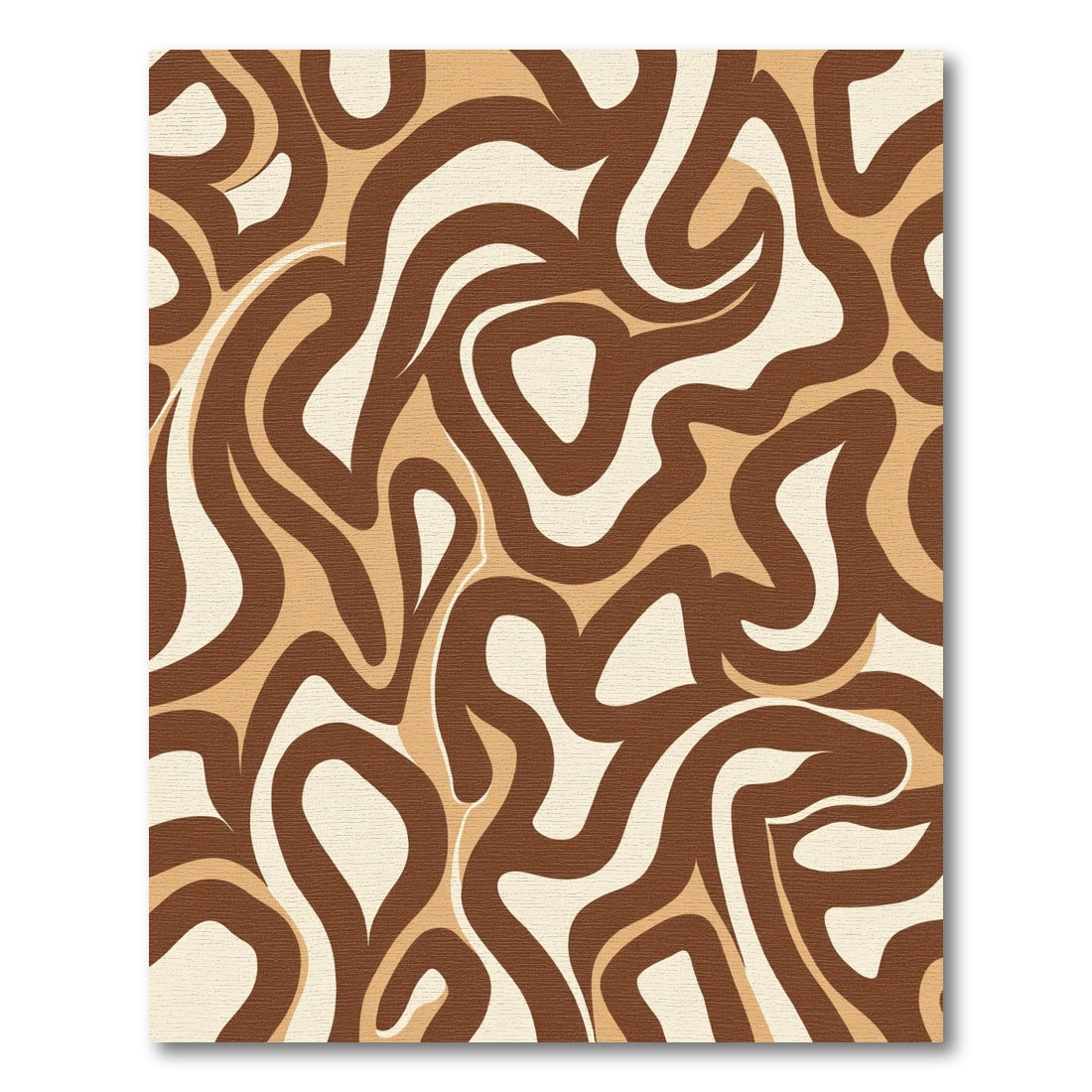 Abstract Retro Swirl Brown Beige Rug