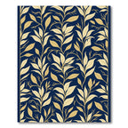Navy Blue Golden Leafy Branches Rug
