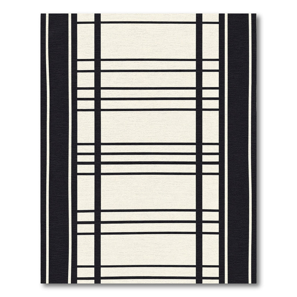 Black and Cream Vertical Stripe Rug