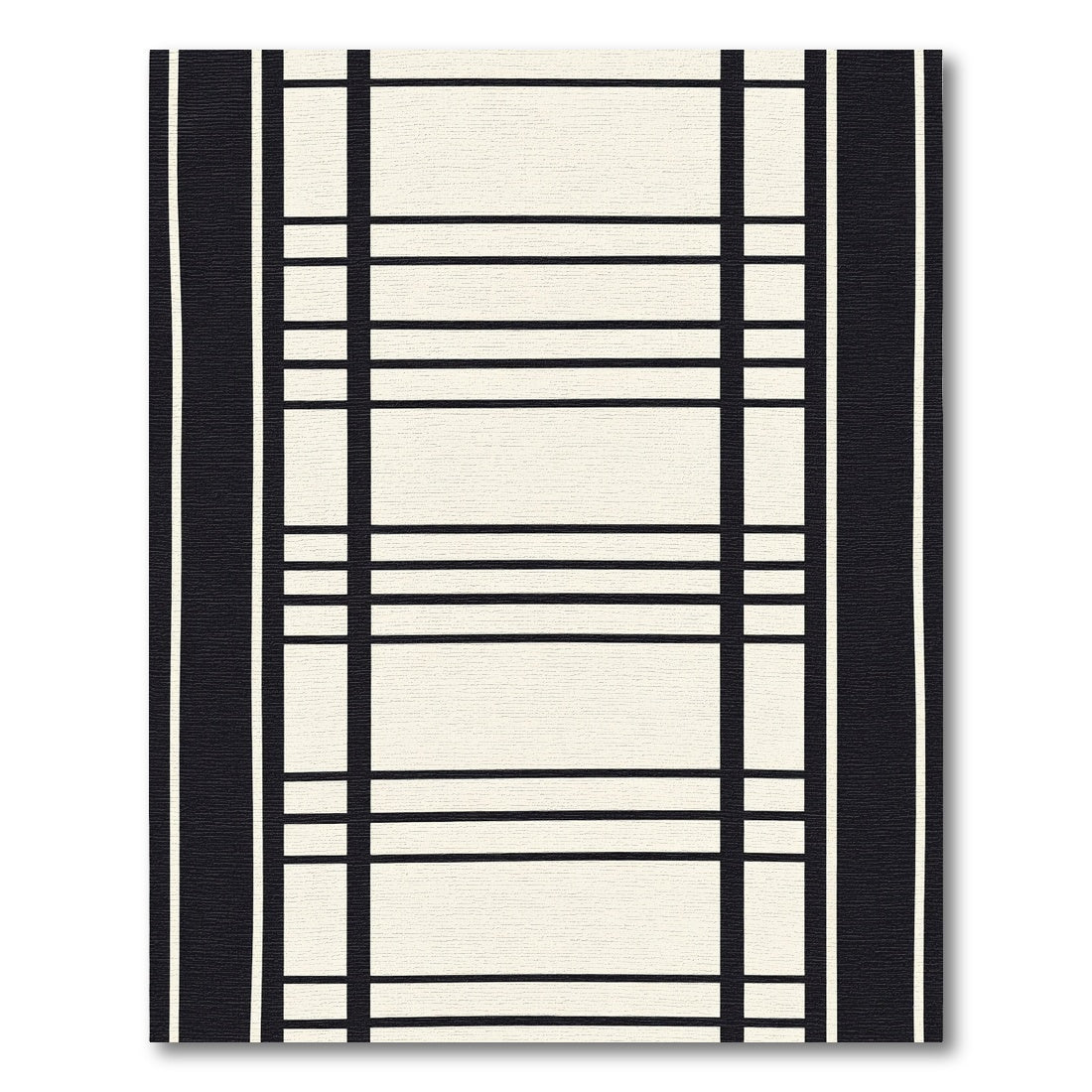 Black and Cream Vertical Stripe Rug