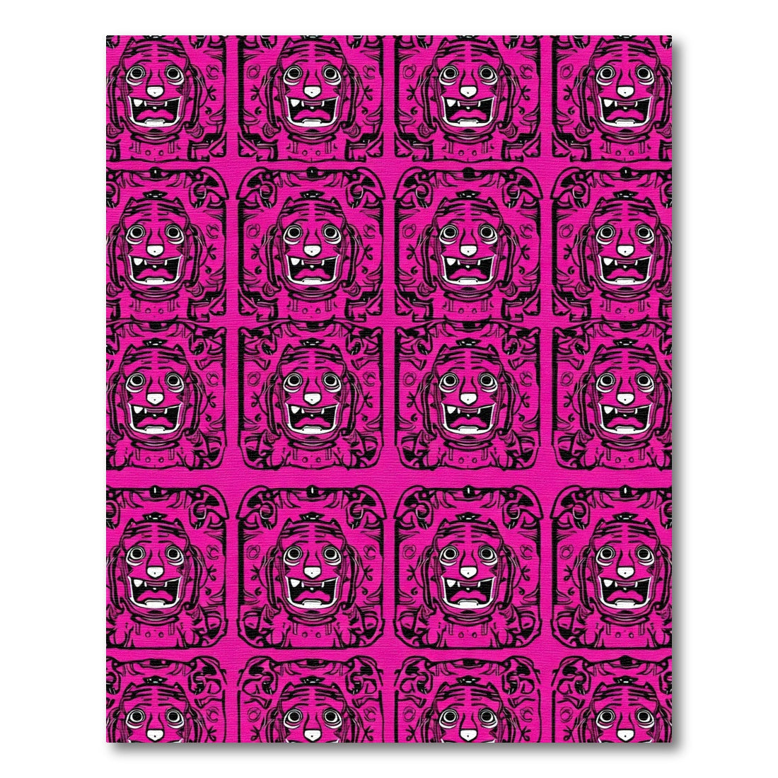 Vibrant Pink Tiger Face Collage Rug