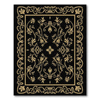 Black Gold Scroll Vine Medallion Rug