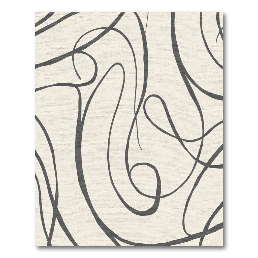 Abstract Charcoal Swirls Cream Rug
