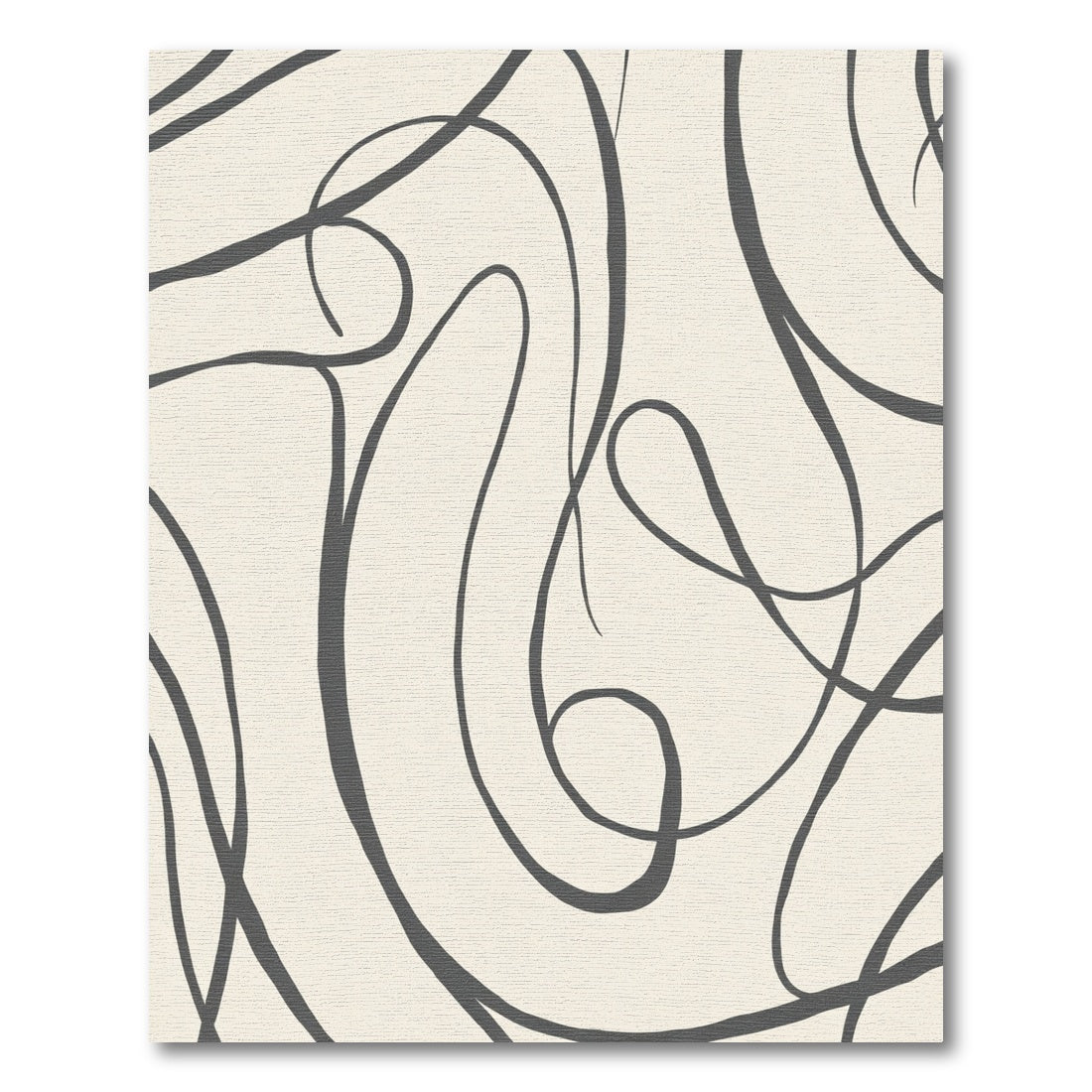 Abstract Charcoal Swirls Cream Rug
