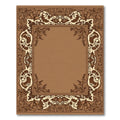 Ornate Brown Floral Frame Rug