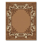 Ornate Brown Floral Frame Rug
