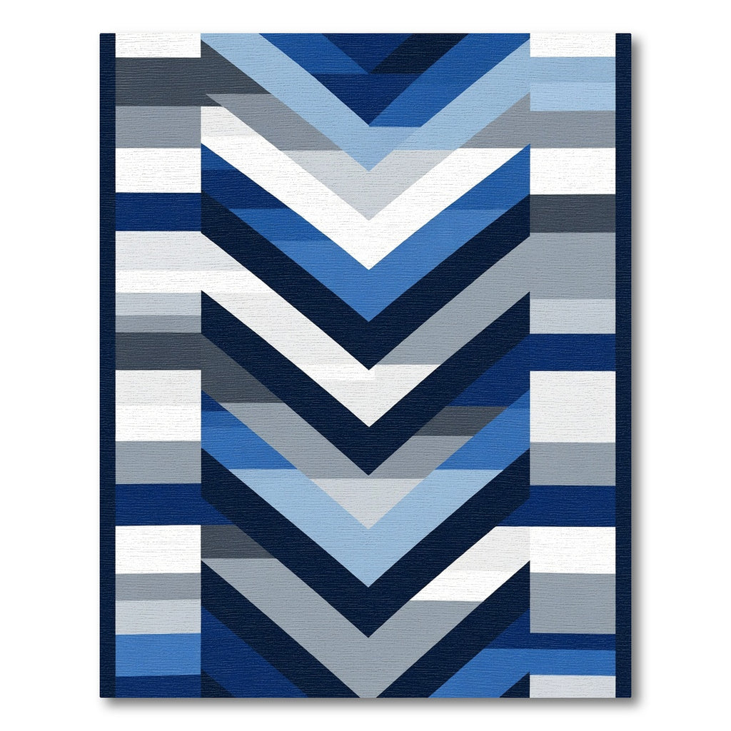 Modern Blue Chevron Gradient Rug