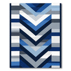 Modern Blue Chevron Gradient Rug