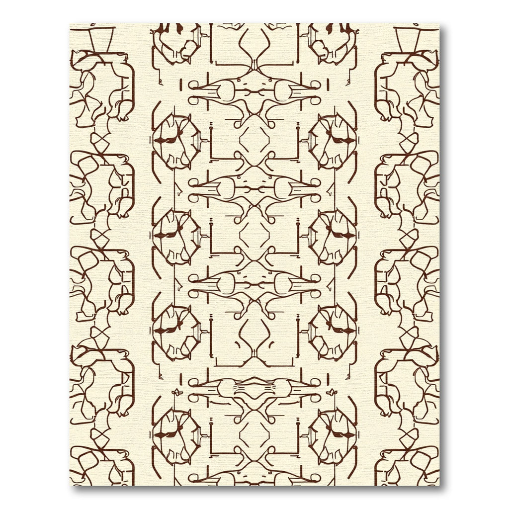 Brown Abstract Linear Organic Grid Rug