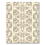 Brown Abstract Linear Organic Grid Rug