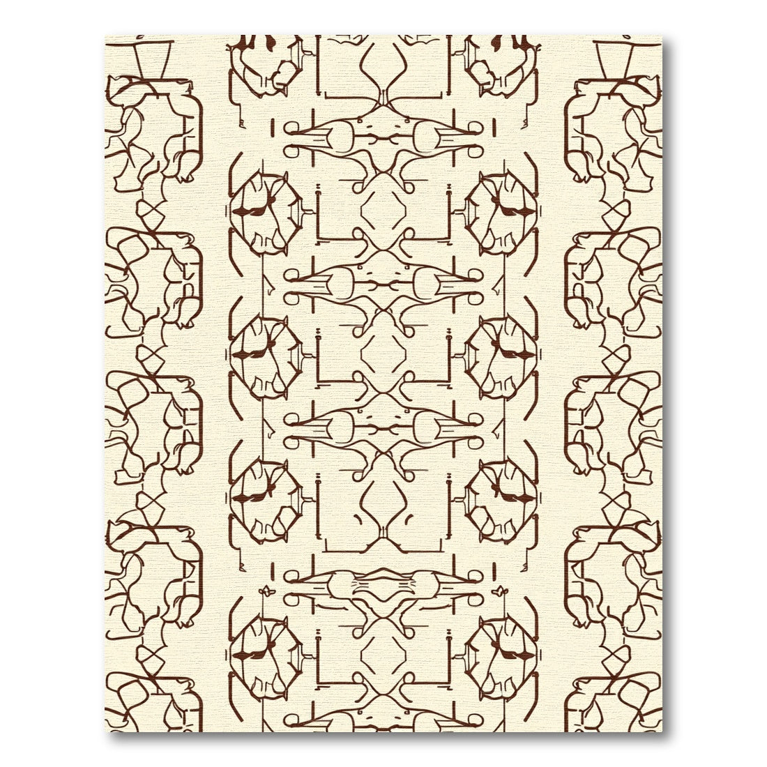 Brown Abstract Linear Organic Grid Rug