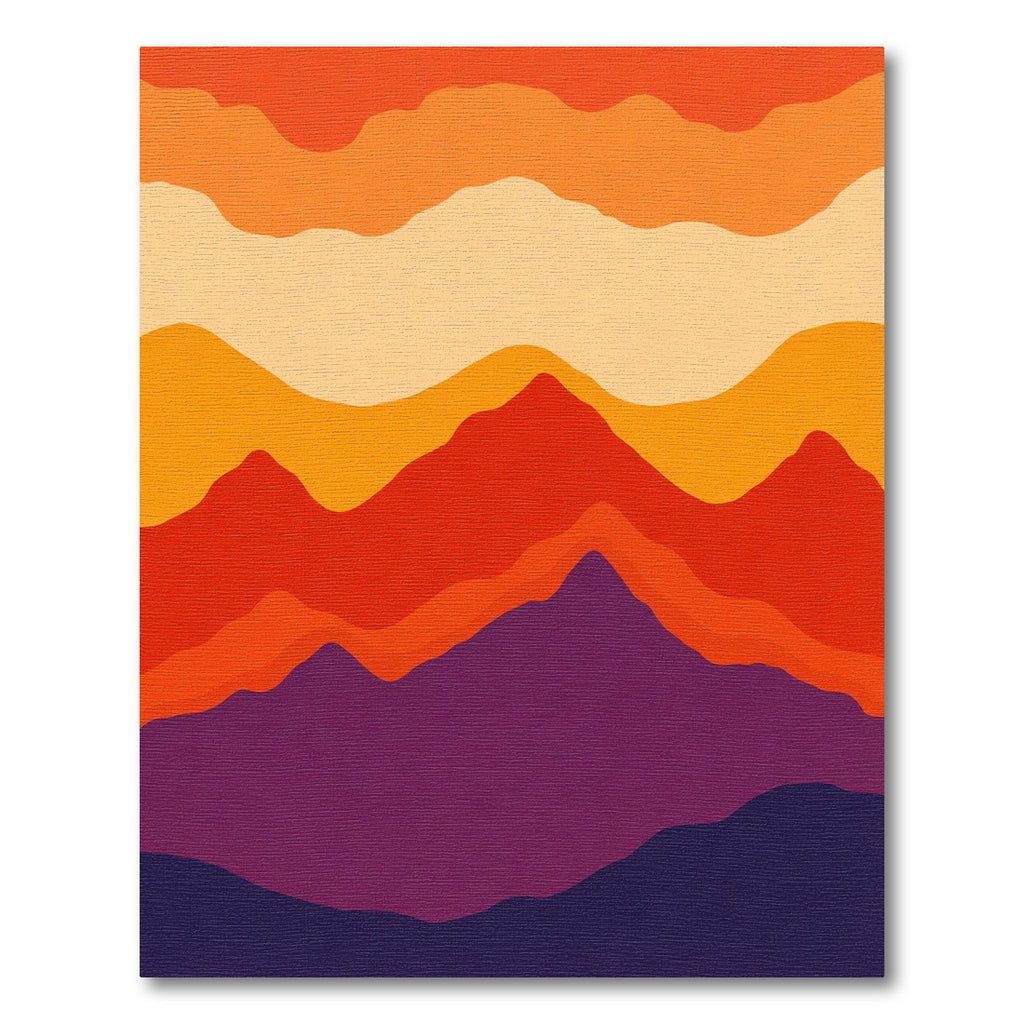 Warm Tones Gradient Mountain Layers Rug