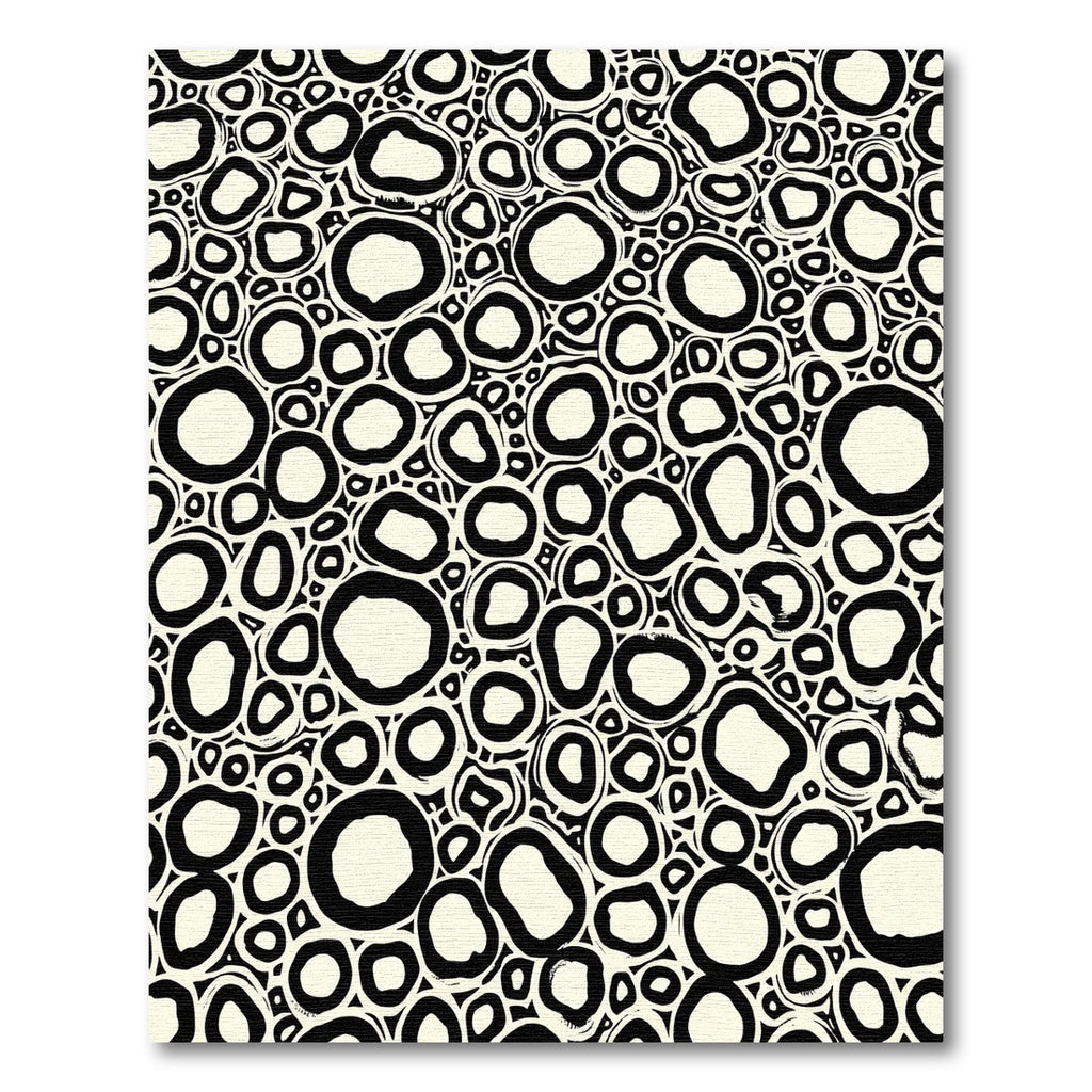 Abstract Black Cream Organic Circles Rug