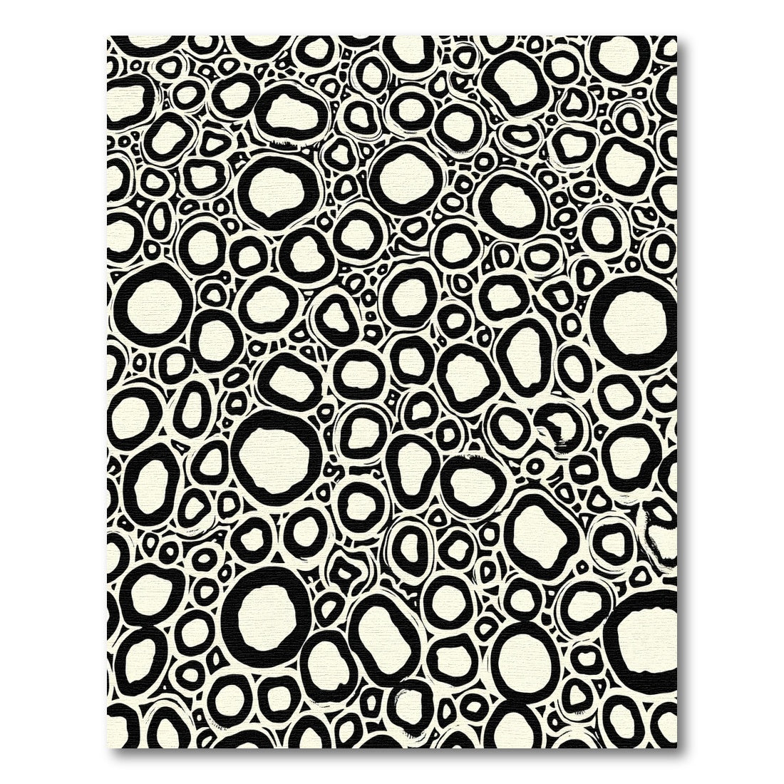 Abstract Black Cream Organic Circles Rug