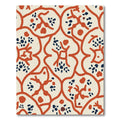 Cream Coral Blue Organic Lattice Rug