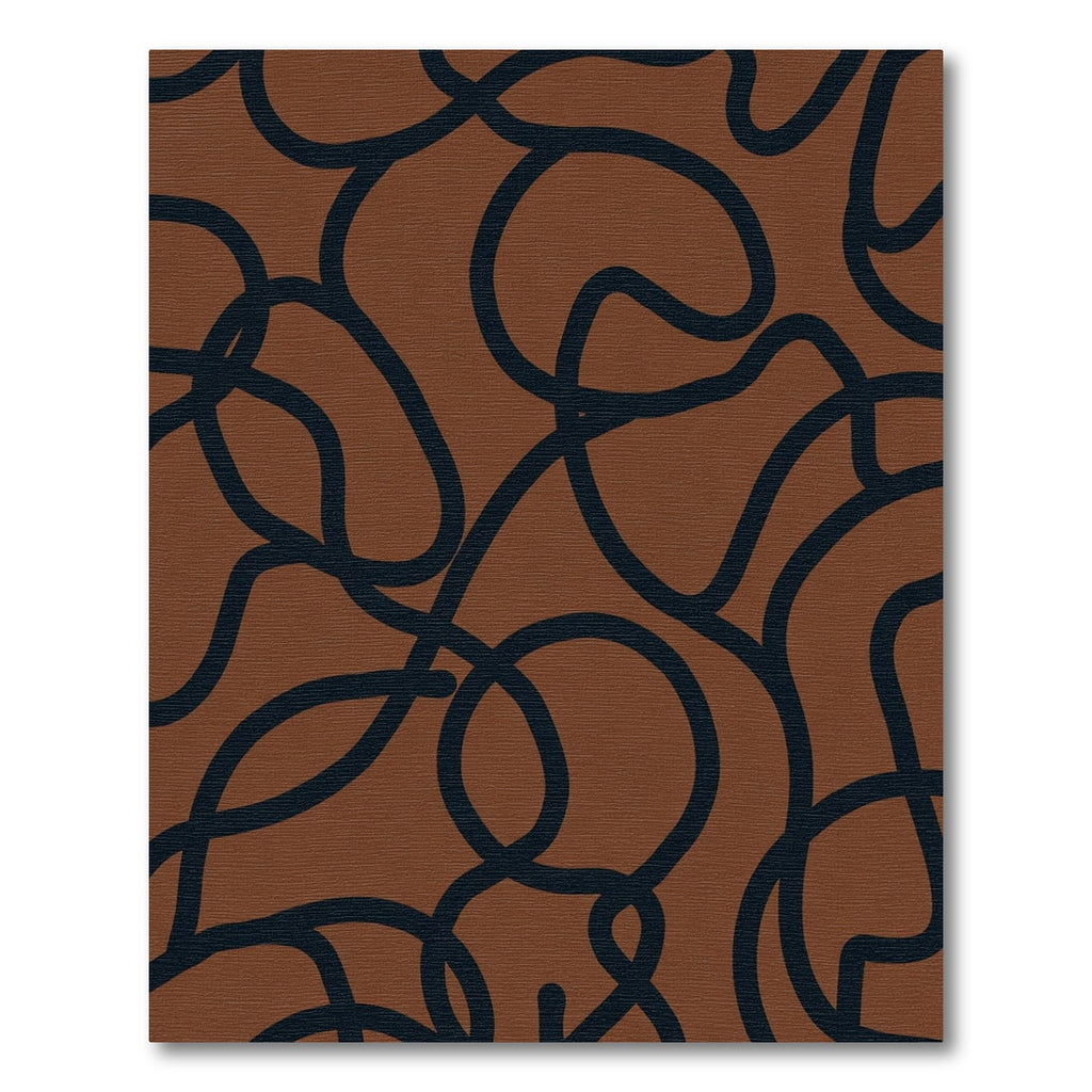 Earthy Brown Abstract Swirl Rug