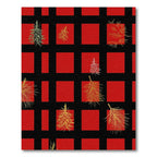 Red Black Gingham Pine Sprigs Rug