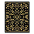 Black Gold Art Nouveau Floral Geometric Rug