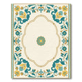 Golden Teal Floral Arch Border Rug