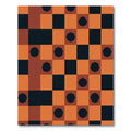 Orange Black Flower Checkered Square Rug