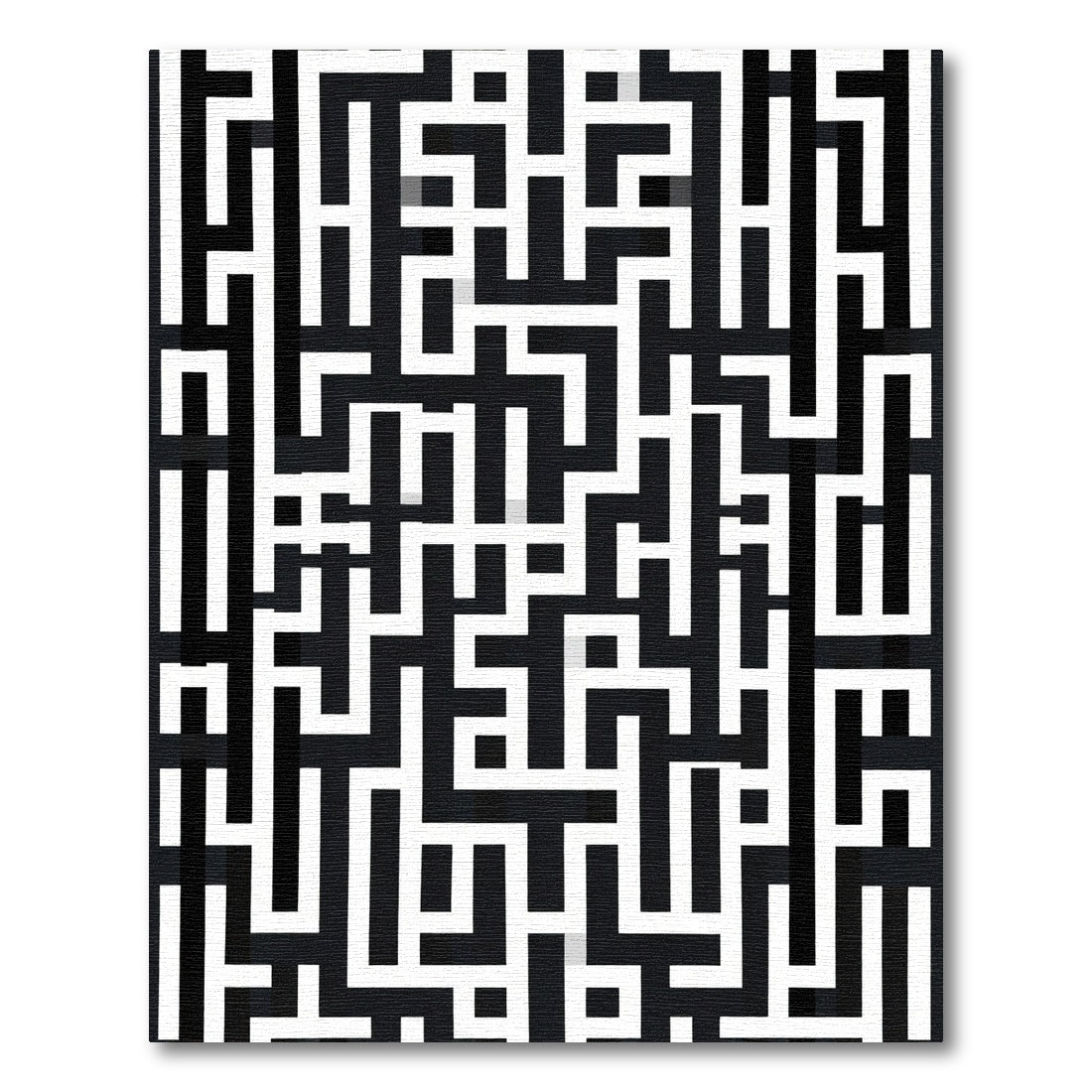 Bold Black White Maze Graphic Rug