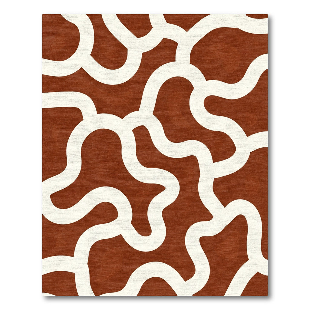 Modern Terracotta Cream Abstract Weave Rug