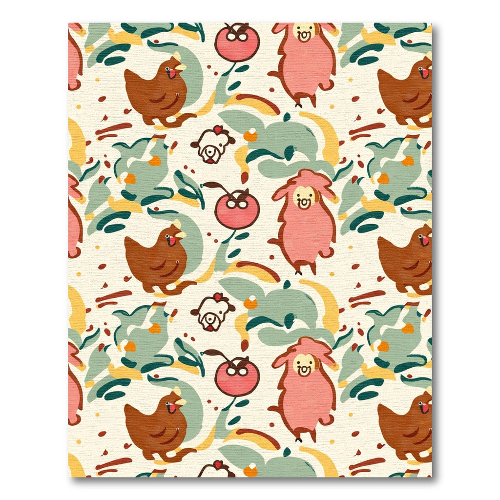 Whimsical Farm Animals And Blossoms Rug