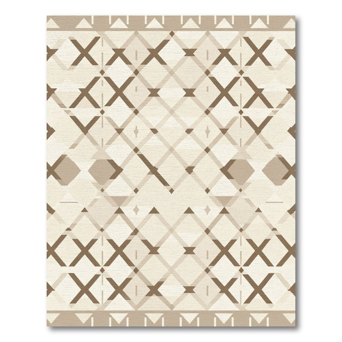 Brown Diamond Geometric Overlap Rug