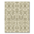 Ornate Tan Baroque Scroll Medallion Rug