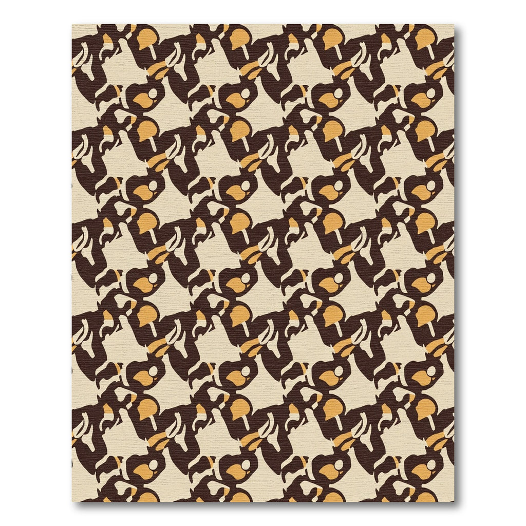 Retro Brown Gold Abstract Cascade Rug
