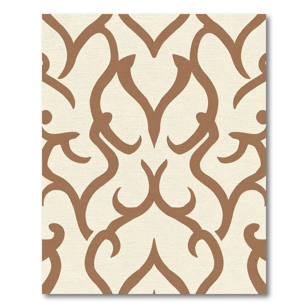 Cream Brown Baroque Scrollwork Rug