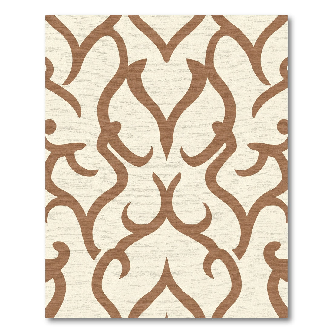 Cream Brown Baroque Scrollwork Rug