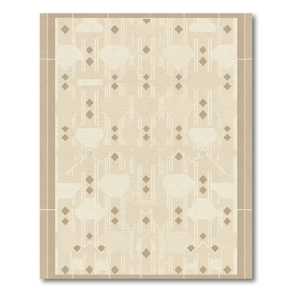 Neutral Beige Geometric Diamond Deco Rug