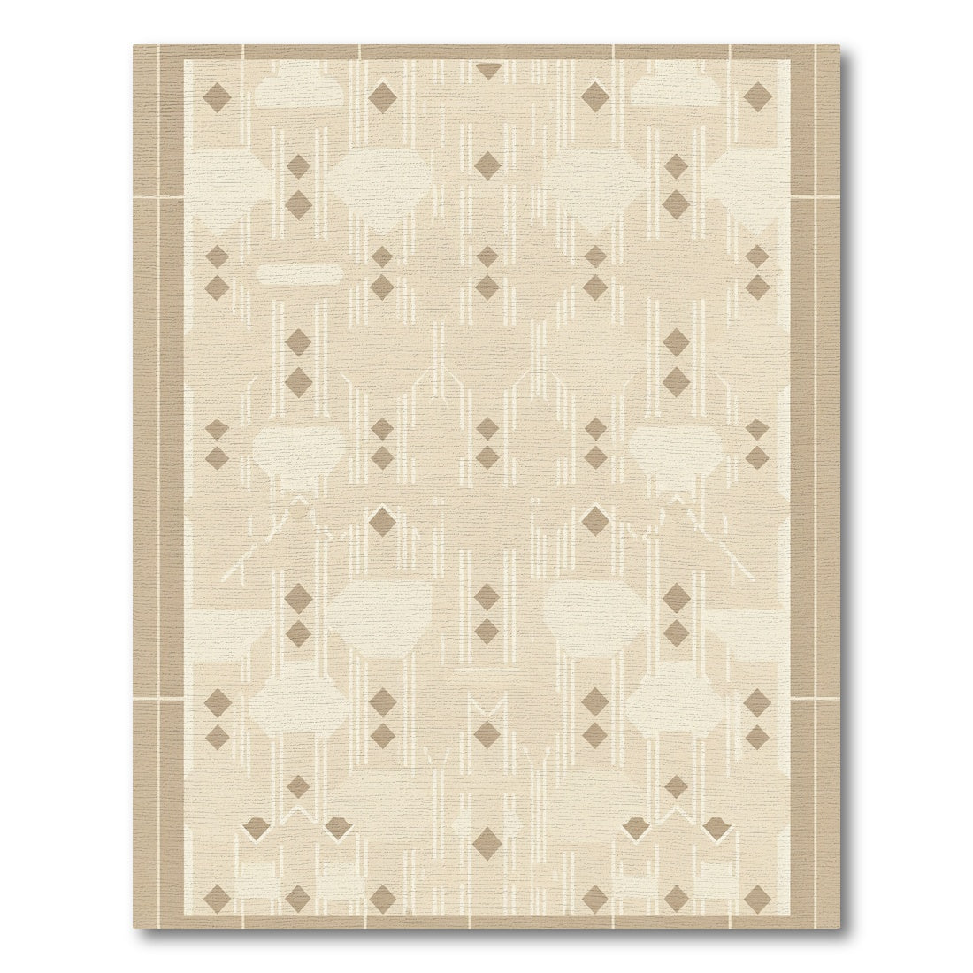 Neutral Beige Geometric Diamond Deco Rug
