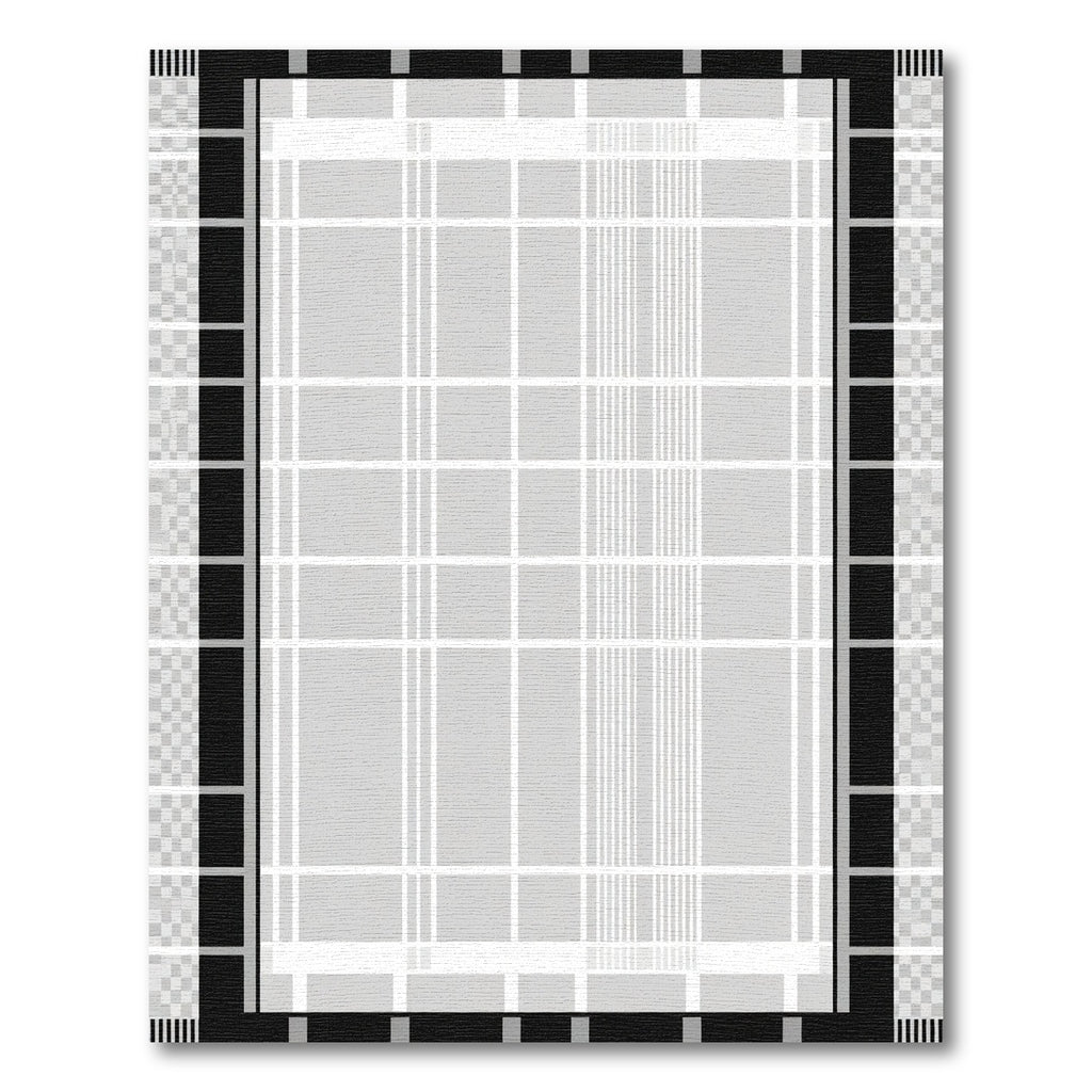 Modern Grid Black White Plaid Rug
