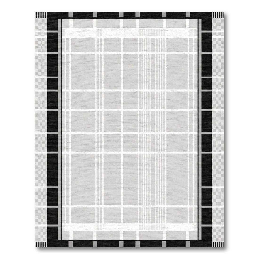 Modern Grid Black White Plaid Rug
