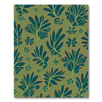 Olive Green Tropical Leaf Outline Rug